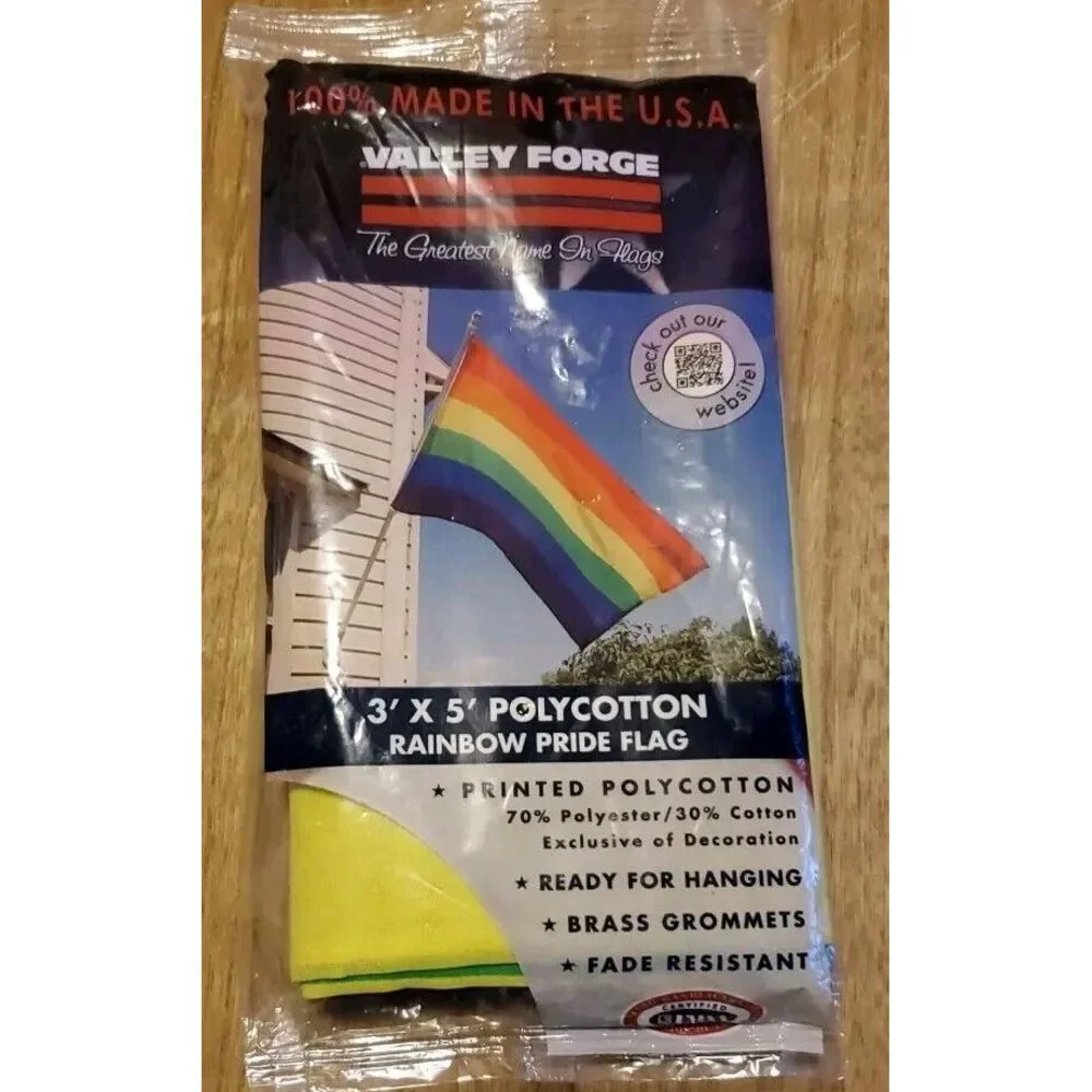 3x5ft Printed Polycotton Valley Forge Pride Rainbow Flag,‎ Grommeted